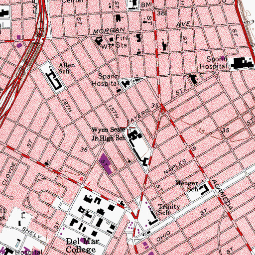 Topographic Map of Wynn Seale Junior High School, TX