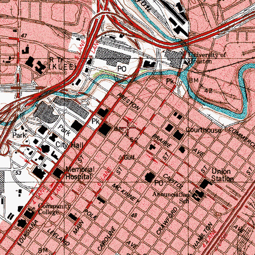 Topographic Map of Rice Hotel, TX
