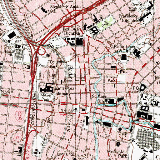 Topographic Map of Robert E Lee Hotel, TX