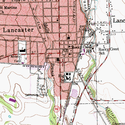 Topographic Map of Randlett House, TX