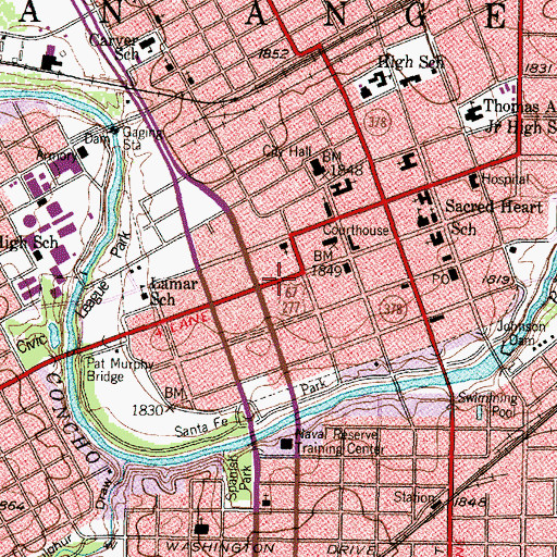 Topographic Map of Princess Ice Cream Company Building, TX