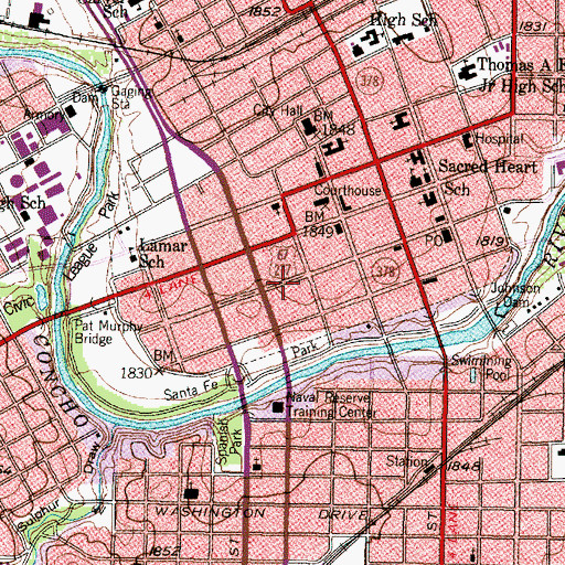 Topographic Map of R A Hall House, TX