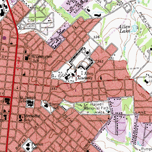 Topographic Map of R O Allen House-Allen Academy, TX