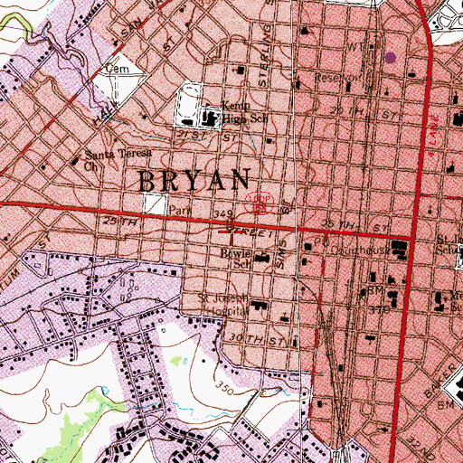 Topographic Map of R Q Astin House, TX