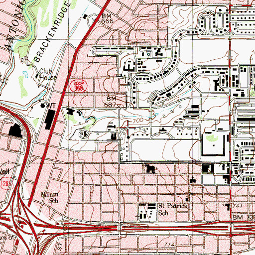 Topographic Map of Pershing House, TX
