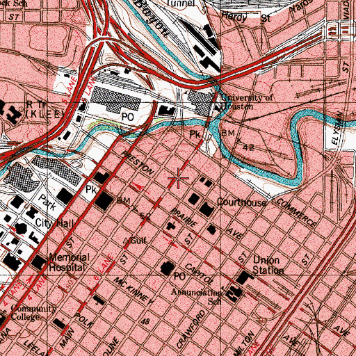 Topographic Map of Pillot Building, TX