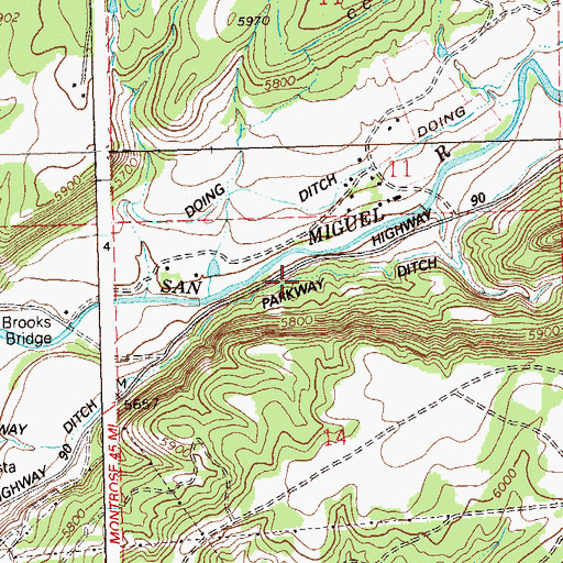 Topographic Map of Parkway Ditch, CO