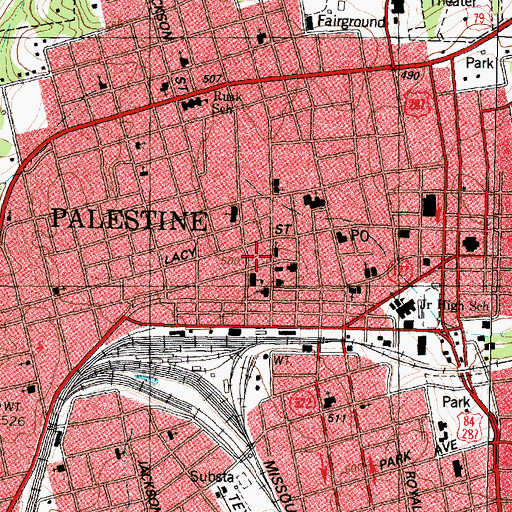 Topographic Map of Palestine Carnegie Library, TX