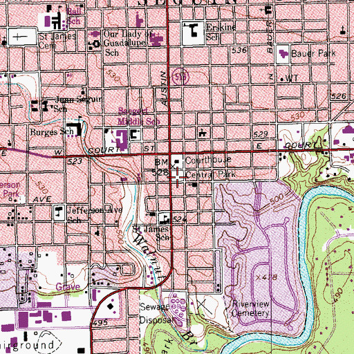 Topographic Map of Park Hotel, TX