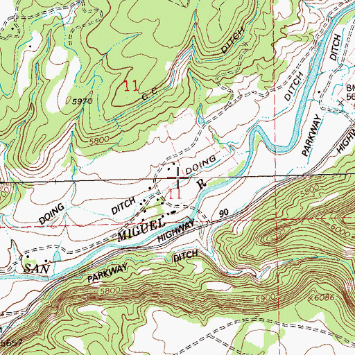 Topographic Map of Doing Ditch, CO