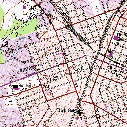 Topographic Map of Parker-Bradshaw House, TX