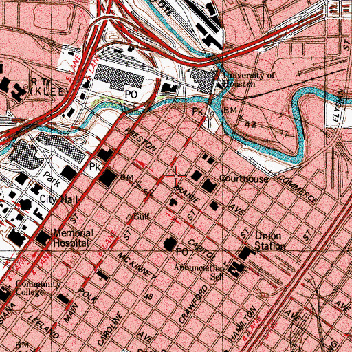 Topographic Map of Paul Building, TX