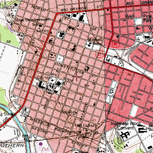 Topographic Map of Pela House, TX