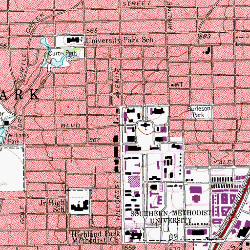 Topographic Map of Perkins Hall of Administration, TX