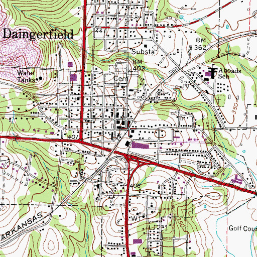 Topographic Map of Old Morris County Courthouse, TX