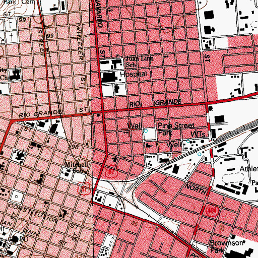Topographic Map of Old Municipal Assembly Hall, TX