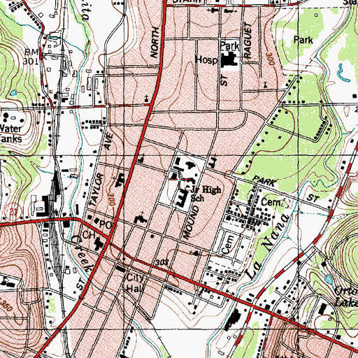 Topographic Map of Old Nacogdoches University Building, TX