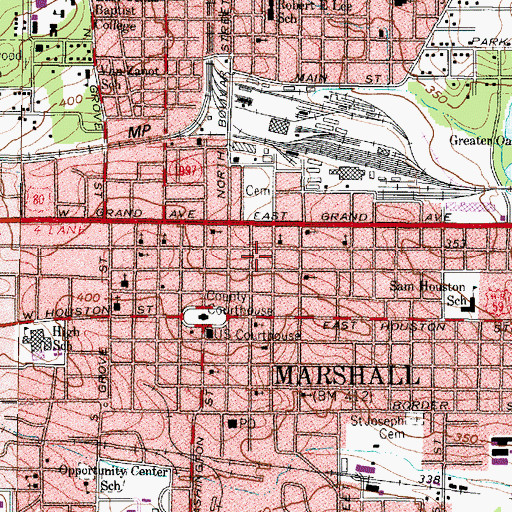 Topographic Map of Old Pierce House, TX