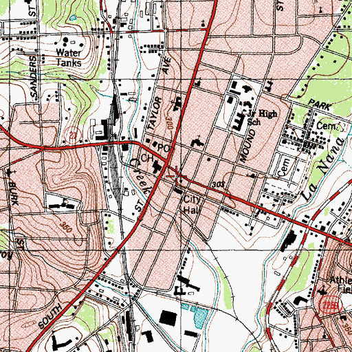 Topographic Map of Old Post Office Building, TX