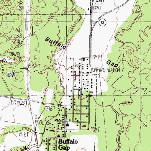 Topographic Map of Old Taylor County Courthouse and Jail, TX