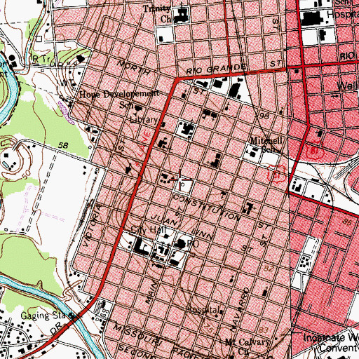 Topographic Map of Old Victoria County Courthouse, TX