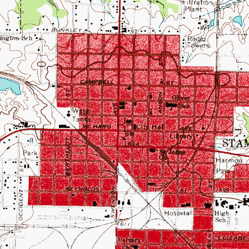 Topographic Map of Old West Texas Utilities Company, TX