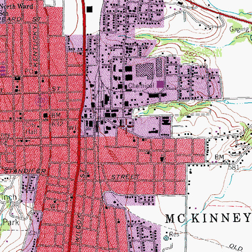 Topographic Map of Mrs J C King House, TX