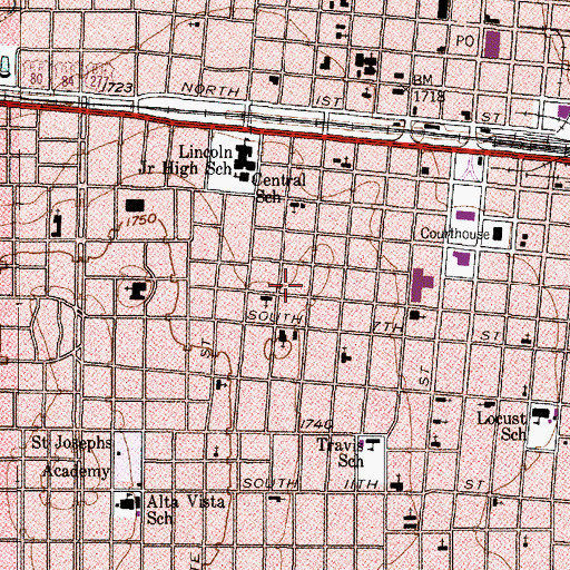 Topographic Map of Nathan J and Nancy Roberts House, TX