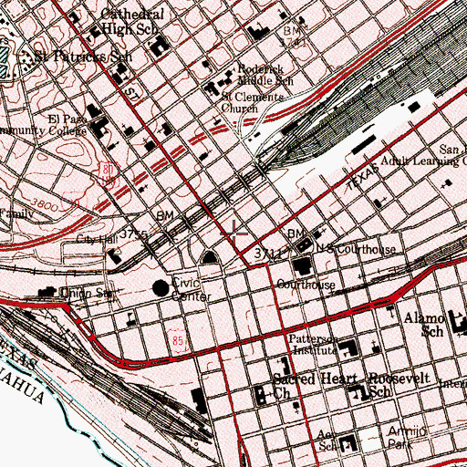 Topographic Map of O T Bassett Tower, TX