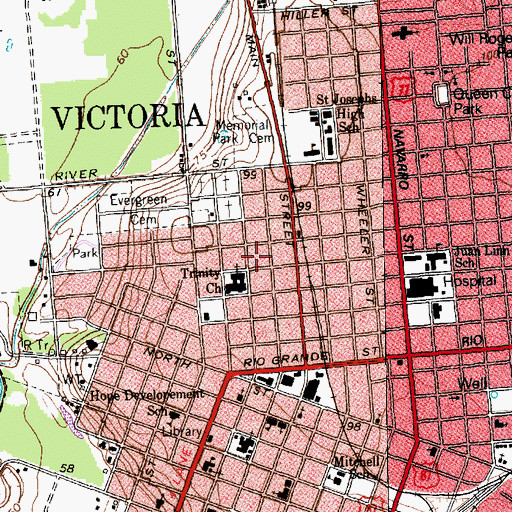 Topographic Map of O'Connor-Proctor Building, TX