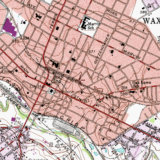 Topographic Map of Ferris School, TX