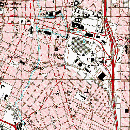 Topographic Map of Fourth Ward School, TX