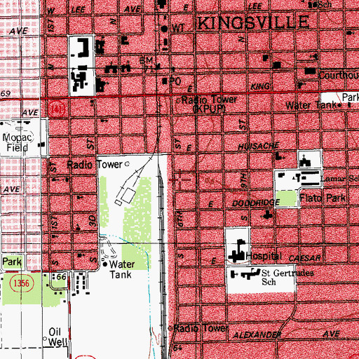 Topographic Map of Henrietta M King High School, TX