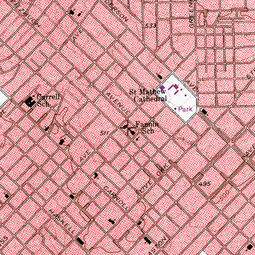 Topographic Map of James W Fannin Elementary School, TX