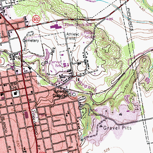 Topographic Map of Lockhart Vocational High School, TX