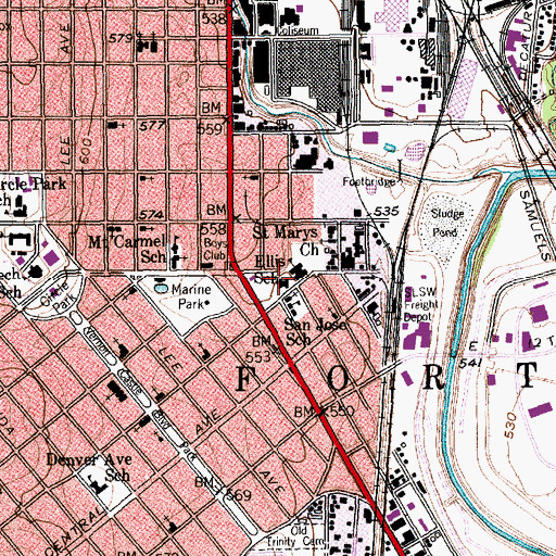 Topographic Map of M G Ellis School, TX