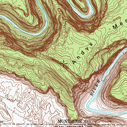 Topographic Map of Andys Mesa, CO