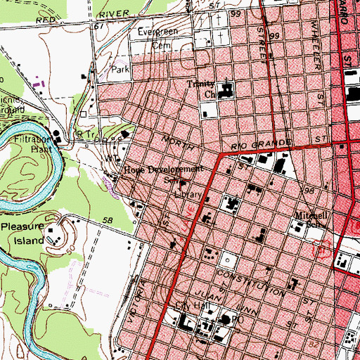 Topographic Map of Old Brownson School, TX
