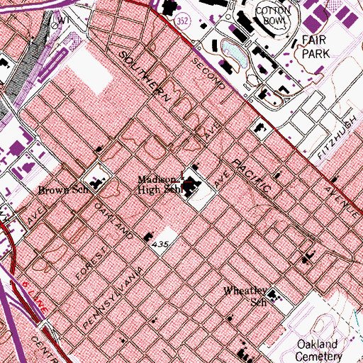 Topographic Map of Old Forest Avenue High School, TX