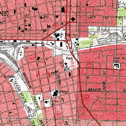 Topographic Map of Palestine High School, TX