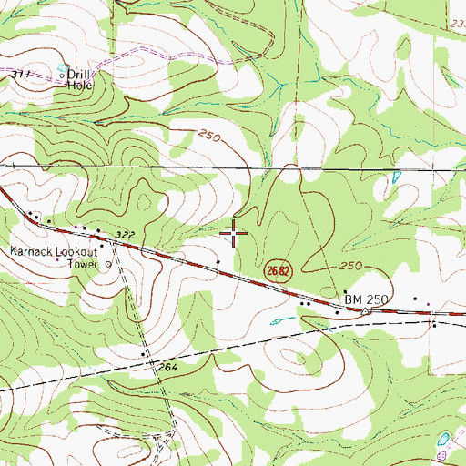 Topographic Map of Caddo Lake State Park and Wildlife Management Area, TX