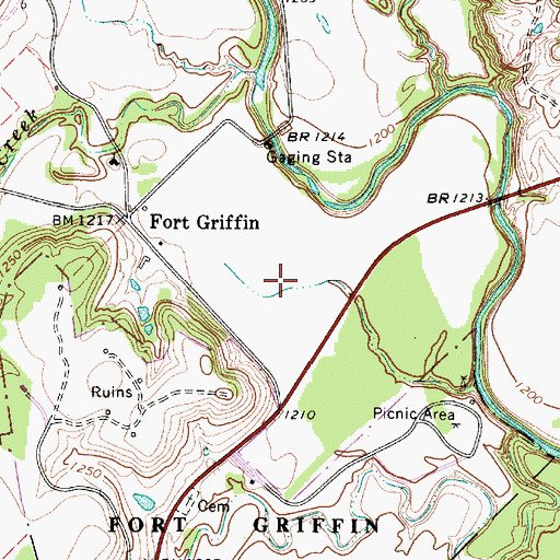 Topographic Map of Fort Griffin State Historical Park, TX