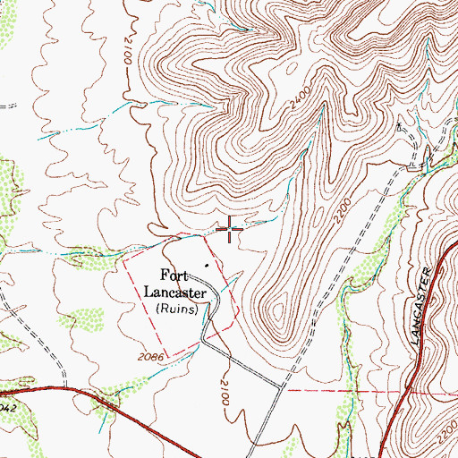Topographic Map of Fort Lancaster State Historical Park, TX