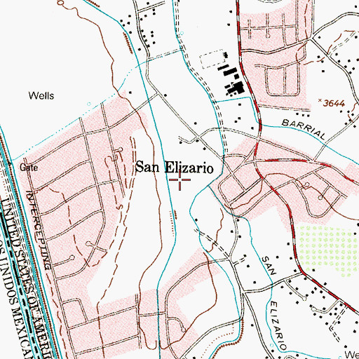 Topographic Map of San Elizario Historic District, TX
