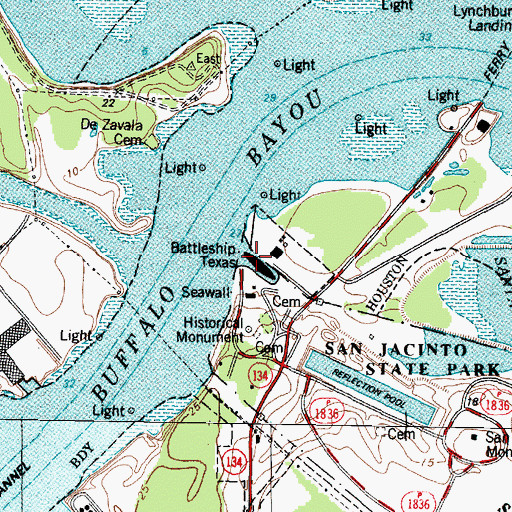 Topographic Map of U S S Texas Battleship, TX