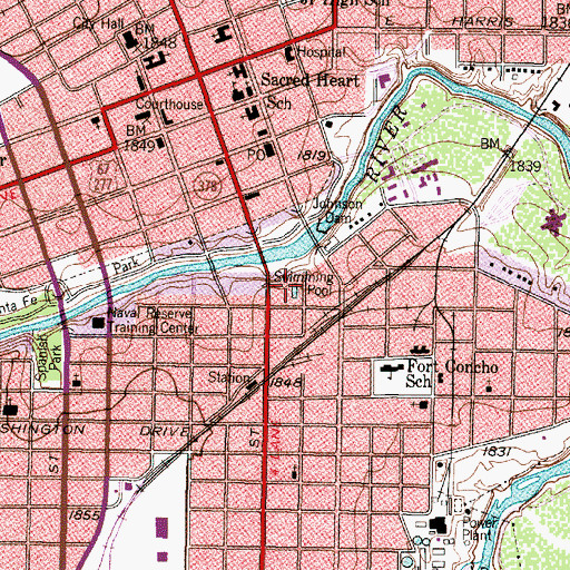 Topographic Map of Municipal Swimming Pool A1767, TX