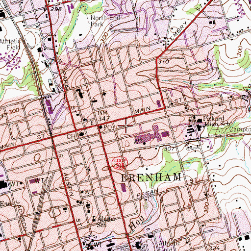 Topographic Map of Brenham School, TX