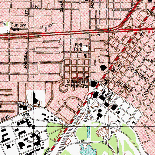 Topographic Map of West Eleventh Place Historic District, TX