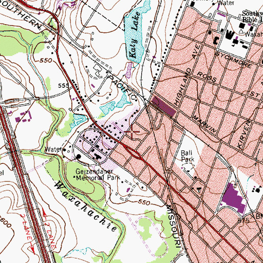 Topographic Map of West End Historic District, TX