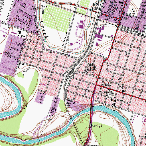 Topographic Map of West Milam Street Mercantile Historic District, TX